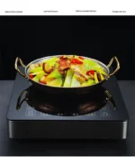 304 stainless steel Spanish seafood rice pot Commercial crayfish plate Flat bottom stewed rice pot Double ear frying pan