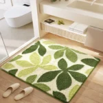 Square Floral Bath Mat, Ultra Plush Absorbent Bathroom Rug, Non-Slip Backing & Soft Touch Surface, Floor Mats for Bathroom Decor - Image 6