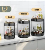 Goldoma rotating spice rack filled with spice jars on a kitchen counter