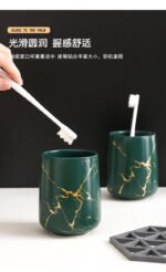 Matte Gold Ceramics Bathroom Set Decor Soap Dispenser Toothbrush Holder cup Soap Dish tray Mouthwash Cup bathroom Washing