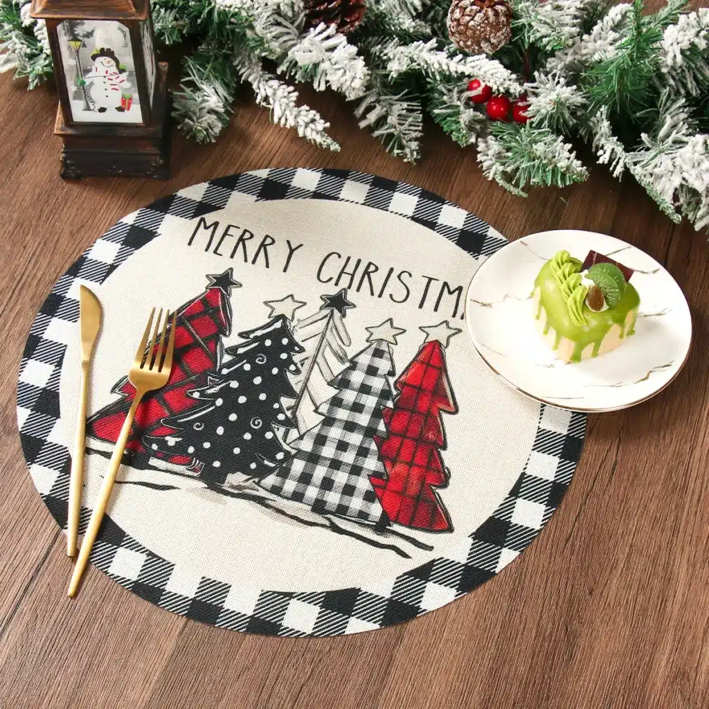4pcs Christmas Vintage Placemat Merry Christmas Party Decoration 2025 Xmas Santa Claus Placemat Navidad Natal New Year Gift