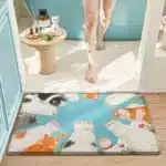 Cute Cartoon Cat Bath Mat - Super Soft Memory Foam Bathroom Rug, Fast Absorbing Quick Dry, Non-Slip Shower Mat for Kids