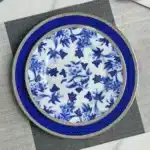 European Klein blue hibiscus bone porcelain plate ins wind European household high-end tableware housewarming gift box