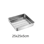 Golden Square Stainless Steel Food Service Tray plate set Nonstick Bakeware Fruit Cookie Bread Plate Kitchen Storage Container - Image 16