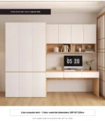 Solid wood desk with wardrobe and bookshelf combo for home office – Goldoma