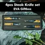Amber 67-layer Damascus Steel 4pcs 5-inch Steak Kitchen Knife Set kitchen tool Resin with burl wood Handle Sharp Tools