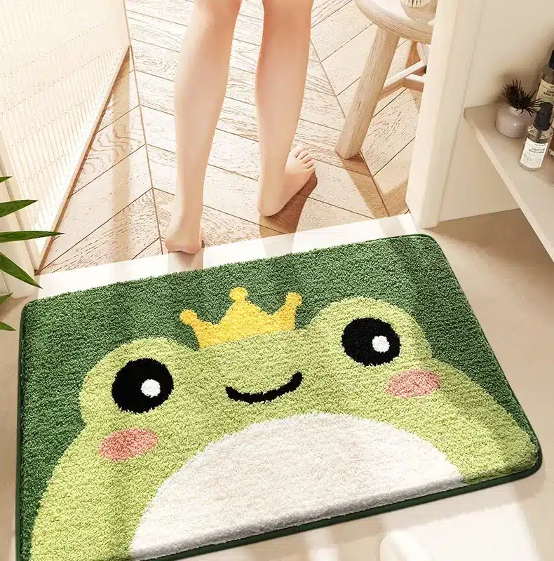 40*60cm Bath Mat Cute Pink Cartoon Frog Bathroom Carpet Bathtub Entrance Waterproof Slip-resistant Foot Mats Toilet Shower