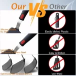 Goldoma high heat resistant spatula in use on a non-stick frying pan
