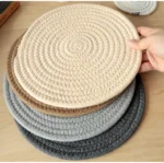 Rope Woven Thermal Insulation Placemat, Home Kitchen Cotton Meal Mat, Dining Table Decor, Cup Coaster, Pot Pad, Europe,