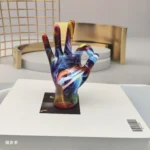 Graffiti Hand Gesture Statue Modern Art Colorful Hand Resin Figurine Finger Model for Home Desktop Office Decor – top view