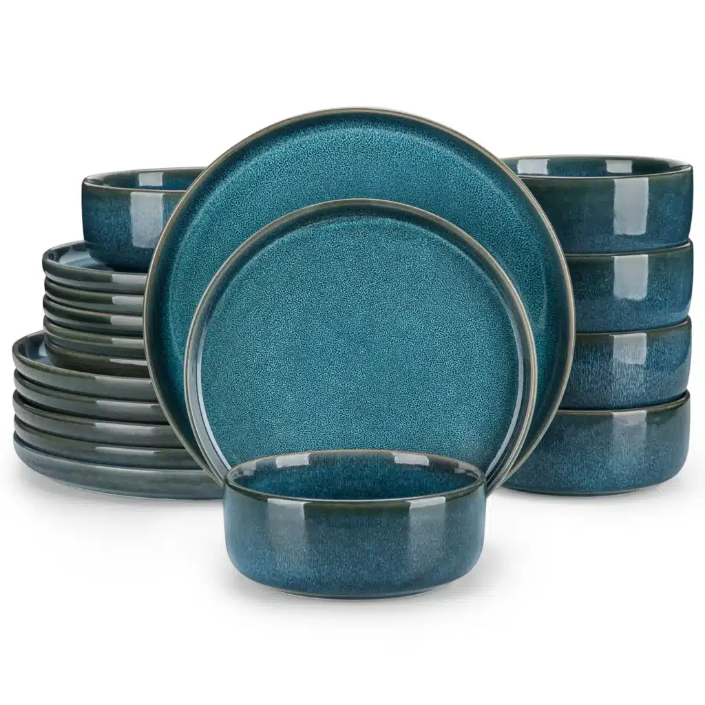 vancasso 18/36 Piece Blue Ceramic Plate Set Reactive Glaze Vertical edge Dinnerware Set With 6/12PCS Dinner