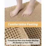 Upgraded Super Absorbent Non Slip Waffle Bath Mat Soft Rubber Backed Bathroom Rug with Tassels Machine Washable Brown - Image 10