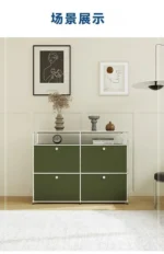 Sideboard Storage Cabinets Modular Combination Metal Frame for Living Room Office Drawers Customizable Large Storage Olive Green - Image 32