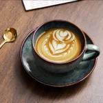1Pc300ml Retro Ceramic Coffee Cup and Saucer Coffee Mug Suitable for Afternoon Tea Milk Cup Latte Cup Dessert Plate Set Gift
