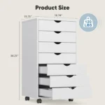7 Drawer Mobile File Cabinet Under Desk Storage Organization with Wheels Vertical Filing Chest Rolling Wood Small Desk