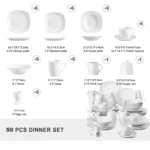 Elegant 50-piece porcelain tableware set by MALACASA Elisa series on a dining table