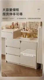Solid Wood Dressing Table with Mirror and Stool - White