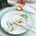 Bone China Dinnerware, Household Ceramic Rice Bowl, Deep Dishes, Soup Pots, Steak Flat Plate, Delicate Floral Tableware