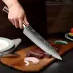 XITUO Kitchen Knife Set 15PCS With Wooden Block,Laser Damascus Pattern Steel Professional Chef Knife,With Scissor Sharpening