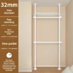 Freestanding coat rack with hooks holding jackets and bags in an entryway, adjustable design with sturdy steel frame