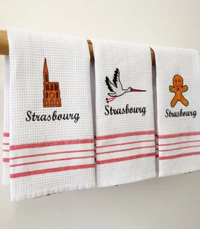 1Pc 40x60cm Cotton White Home Waffle Embroidered Tea Towel Table Napkin Place Mat Kitchen Dishcloth Xmas Gift