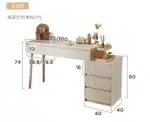 Solid Wood Dressing Table with Mirror and Stool - White – top view