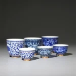 Chinese Jingdezhen Blue and White Porcelain Tea Cup, Small Tea Bowl, Ceramic Teacup, Coffee, Beer, Wine Mug, Household