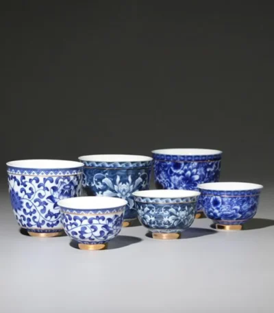 Chinese Jingdezhen Blue and White Porcelain Tea Cup, Small Tea Bowl, Ceramic Teacup, Coffee, Beer, Wine Mug, Household