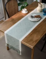 Table Runner Nordic Jacquard Geometric Table Flag Tassel Fashion Tea Flag Dining Flag Long Polyester Cotton Tablecloth – top