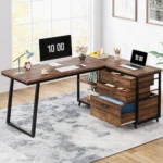 Tribesigns L-Shaped Computer Desk with 3 Drawers, Reversible Corner Home Office Desk with Shelves, 53-Inch Industrial PC