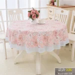 PVC Hotel Waterproof and Oil Proof Large Round Tablecloth Hotel Plastic Round Table Cloth Wash Free and Scald Proof Table