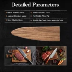 HEZHEN Magnetic knife Sheath Wooden Sheath High Quality Walnut Wood Knife Cover for HEZHEN Chef knife – base detail