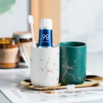 Creative Marbled Gold Plated Mouthwash Cup Couple Toothbrush Holder Bathroom Accessories Ceramic Mouthwash Cup Home