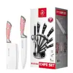ZENG 9PCS Kitchen Knife Set Stainless Steel Hollow Handle Sharp Meat Cutting Cooking Knife Scissors Bread Knife Fruit Peeler