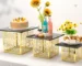Elegant dessert display stand with multi-tier cake trays for buffet and tea break