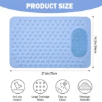 Oblong non-slip bath mat with suction cups on shower floor