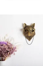 Wall Decoration Resin Imitation Copper Animal Deer Head Wall Storage Hook Wall Hanging Indoor Fireplace Office Decor