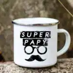 Super Papy Print Mugs Creative Coffee Cups Drink Water Tea Camping Cup Enamel Mug Outdoor Home Handle Drinkware Gift for