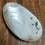 Natural Shell Tray With Golden Metal Edge Mother of Pearl Restaurant Serving Plate Dish Bowl Jewelry Holder Photography