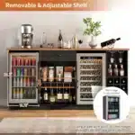 78.74" Large Coffee Bar Cabinet with Fridge Space, Mini Fridge Cabinet with Storage, Liquor Cabinet with Wine Rack,