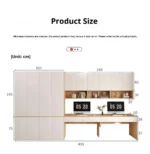 Solid wood desk with wardrobe and bookshelf combo for home office – Goldoma