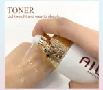AILKE moisturizer jar with collagen and hyaluronic acid on white shelf