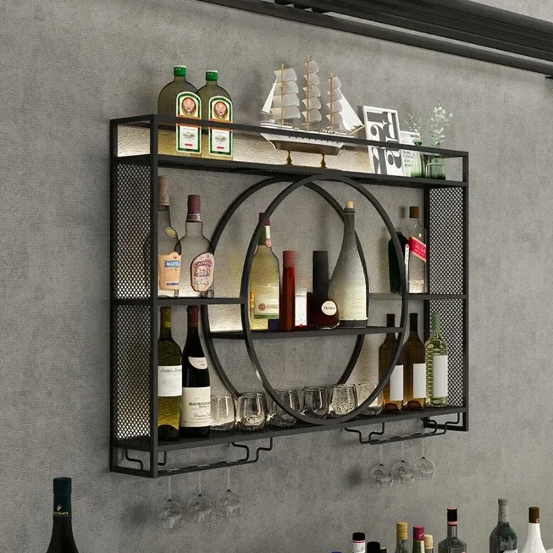 S88d363f706904941b2399fa0c0ffed835.webp Wall Mount Wine Rack Bottle Wine Bar Cabinet Holder Adapt Single Miniature Black Cup Glass Storage Wine Cabinet Decor Szafeczki - Image 1