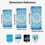Vibrant guitar beach towel with colorful musical notes pattern on a sandy beach