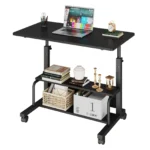JHK 31.5IN Adjustable Height Mobile Standing Computer Desk with Locking Wheels Metal Frame Portable Workstation for Walking