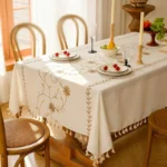 Nordic Cotton Linen Fabric Rectangular Tablecloth Dust Proof Table Cover Small Fresh Waterproof Embroidered Dining