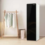 Goldoma smart electric clothes dryer with stainless steel finish and app control, drying clothes efficiently