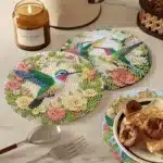 Diamond Painting Placemats Pattern Round Diamond Painting Table Mats Rhinestone Anti-slip Placemat for Home Decor – close-up