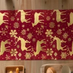 Christmas table runner with elk pattern on a dining table