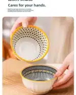 Nordic Style Ceramic Rice Bowl Underglaze Japanese Breakfast Bowl High Aesthetic Value round Shape Dinnerware Set